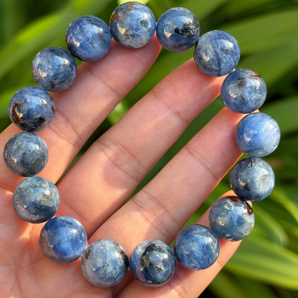 13.5mm stretchable chunky blue kyanite bracelet 0740‎